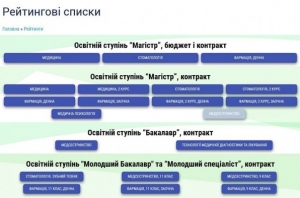 Рейтинг абітурієнтів БДМУ он-лайн